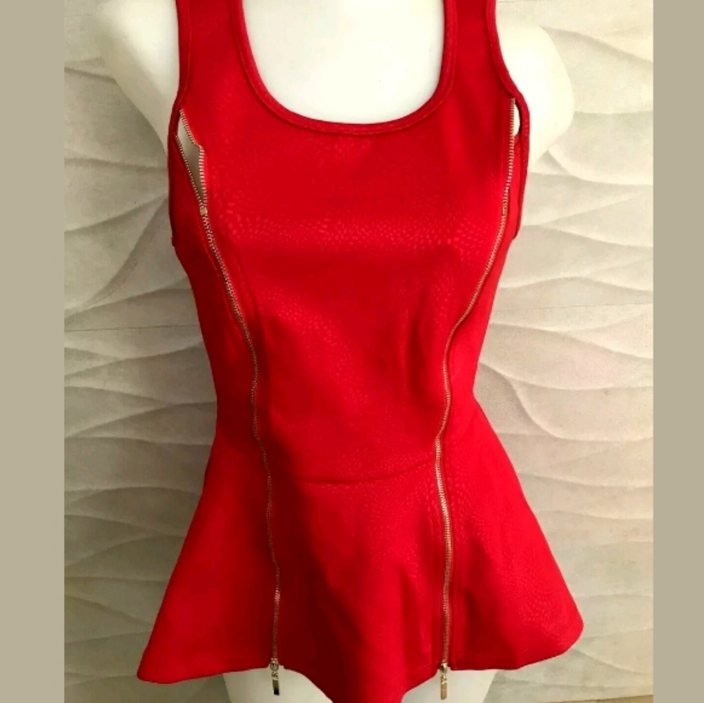 NWT Stunning Bebe Red Peplum Top